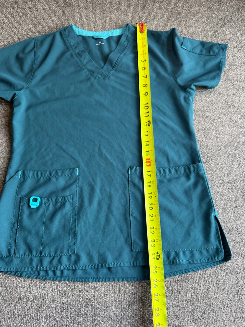 V-Neck Carhartt Medical Scrub Tops - Teal and Gray Size S - Picture 11 of 12